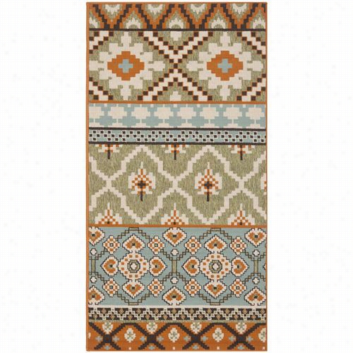 Safavieh Ver097-0745 Veranda Polypropylene Power Loomed Green/terracotta Rug