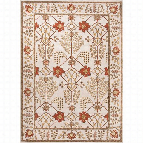 J Aipur Rug1 Poeme Hand-tufted Arts And Craft Pattern Wool Ivory/red Area Rug