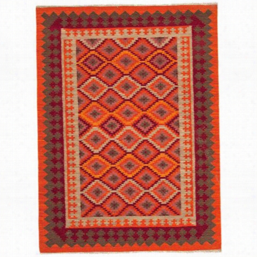 Jaipur Rug10019 Anat Olia Flat-weave Tribal Pattern Wool Oragne/red Area Rug