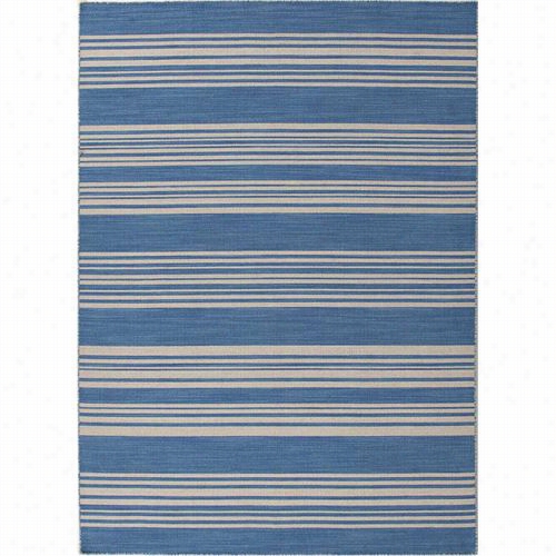 Jaipur Rug1036 Pura Vida Flat-weave Stripe Pattern Wool Blue/ivory/bermuda Blue Area Rug