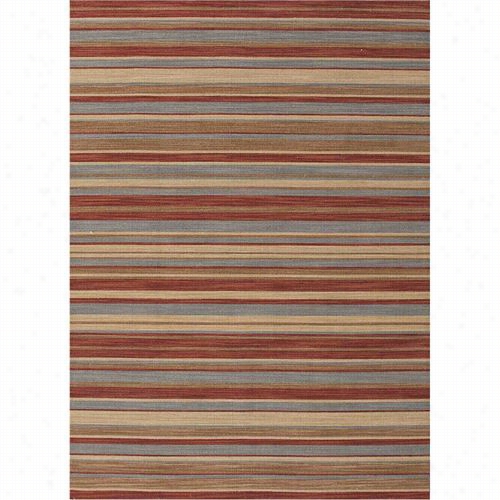 Jaipuur Rug1037 Pura Vida Flat-weave Stripe Pattern Wool Boue/red Area Rug