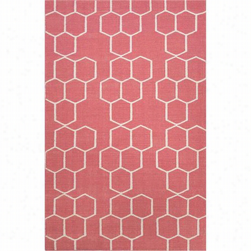 Jaipu Rrug11 Maroc Flat-weave Geometric Pattern Wool Red/ivory Tea Rose/white Are A Rug