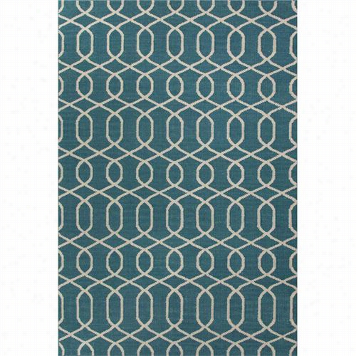 Jaipur Rug1 Urban Bungaloww Flat-weave Geometrjc  Pattern Wool Azure/ivory Area Rug