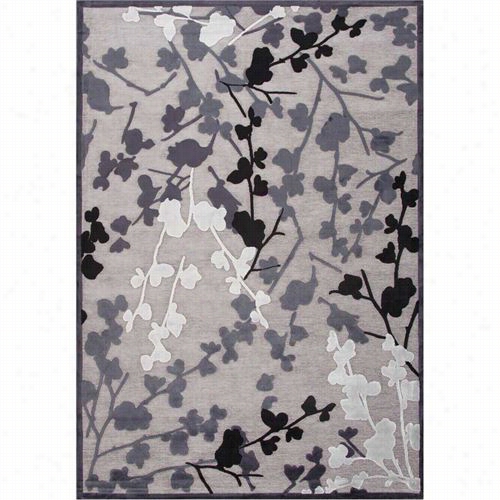 Jaipur Ug11353 Ffales Machine Made Floral Pattern Art Silk/chenille Gray/black Area Rug