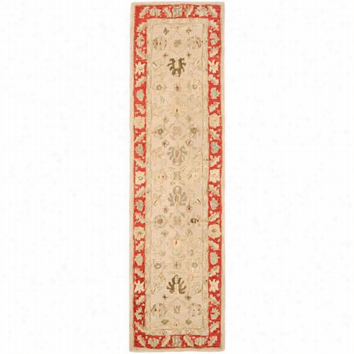 Saafvieh An569a Anatolia Wool Hand Tufted Taupe/red Rug