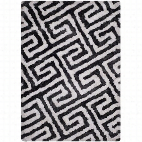 Saafieh Bsg323d Barcelona  Shag Polyeester Cotton Hand Tuufted Graphite/white Rug