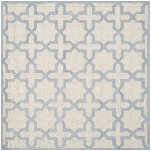 Safavieh Cam125 F-6sq Cambridge Wool Pile Hand Tuftdd Ivory/light Blue Rug