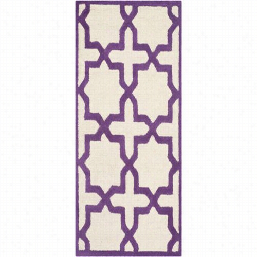 Safaviehcam125v-24 Cambridge Wool Pile Hand Tufted Ivory/purple Rug