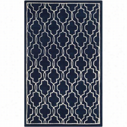 Safavieh Cht723c Chatham Wool Pile Hand Tufted Dark  Blue/ivory Rug