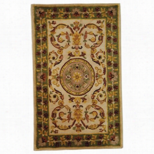 Safavieh Cl840b Classic Wool Hand Tufted Ivory/green Rug