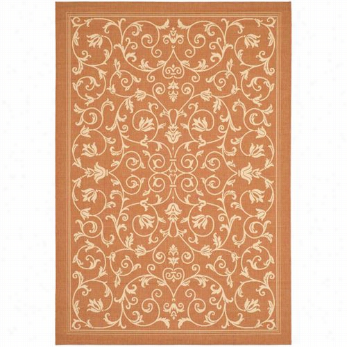 Safavieh Cy2098-3202 Courtyard Polypropylene Machine Made Terracotta/natural Area Rug