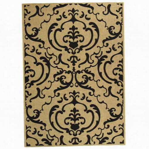 Safaieh Cy2663-3901 Courtyard Poly Propylene Machine Made Sand/black Rug