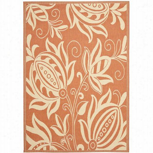 Saafavieh Cy2961- 3202 Courtyard Polypropylene Amchine Made Terracotta/natural Rug