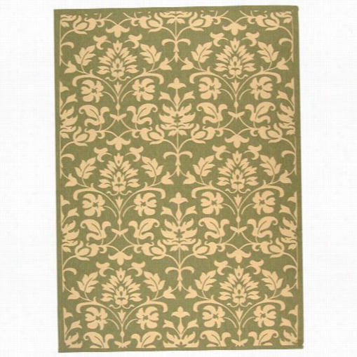 Saavieh Cy3416-1e06 Courtyard Polypropylenee Machine Made Olive/natural Rug