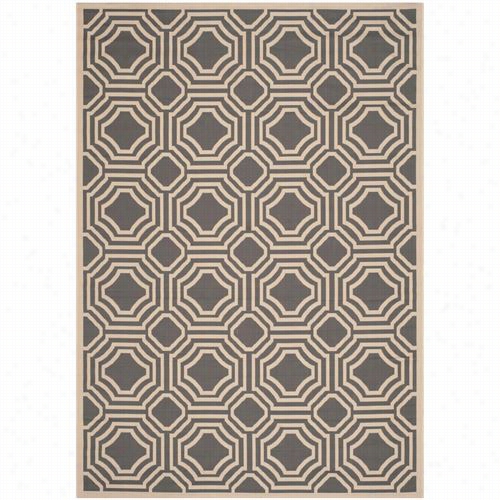 Safavieh Cy6112-246 Courtyard Polypropylene Power Loomed Anthracite/beige Rug