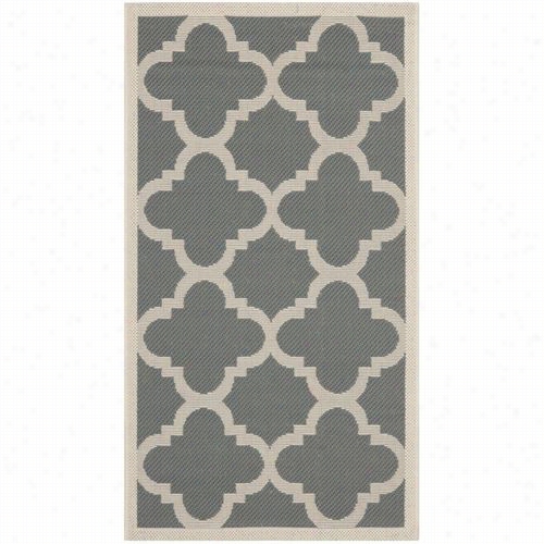 Safavieh Cy6243-246 Courtyard Polyrpopylene Machine Made Grey/beige Rug