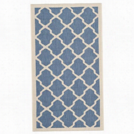 Saafvieh Cy6903-243 Ckurtyard Polypropylene Power Loomed Blue/beige Rug