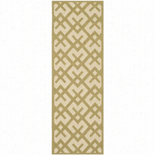 Saafavieh Cy6915-244 Courtyard Polypropylene Mmachine Made Beige/green Area Rug