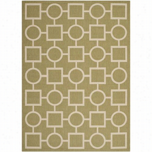 Safavieh Cy6925-244 Courtyard Polypropylene Machine Made Green/beige  Area Rug