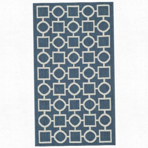 Safavieh Cy6925-268 Courtyard Polypropylene Machine Made Navy /beige Area Rug