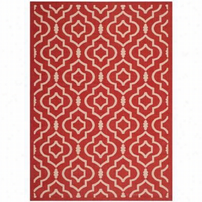 Szfaveh Cy6926 -248 Clurtyard Polypropylene Machine Ade Red/bone Area Rug