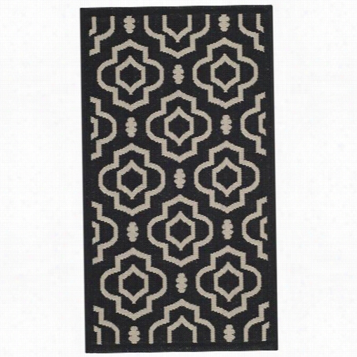 Safavieh Cy6926-266 Courtyard Polypropylene Machine Made Black/beige A Rea Rug