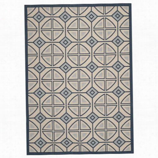 Safavieh Cy7017-258 Courtyard  Polypropylene Power Loomed Beige/navy Area Rug