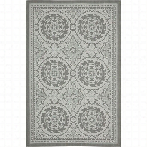 Safavieh Cy7059-78a18-27 Courtyard Polypropylrne Powwer Loomed Anthracite/light Grey Area Rug