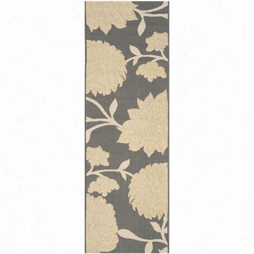 Safavieh Cy732l-246a21-27 Courtyadd Polypropylene Power Loomed Anthraite/beige Area Rug