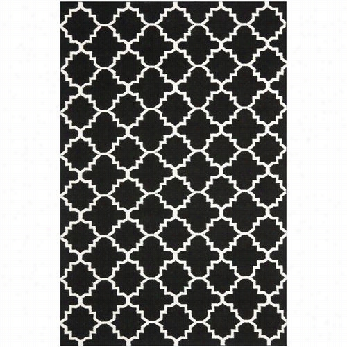 Safavieeh Dhu554l Dhurries Wool Flatweave Black/ivory Area Rug