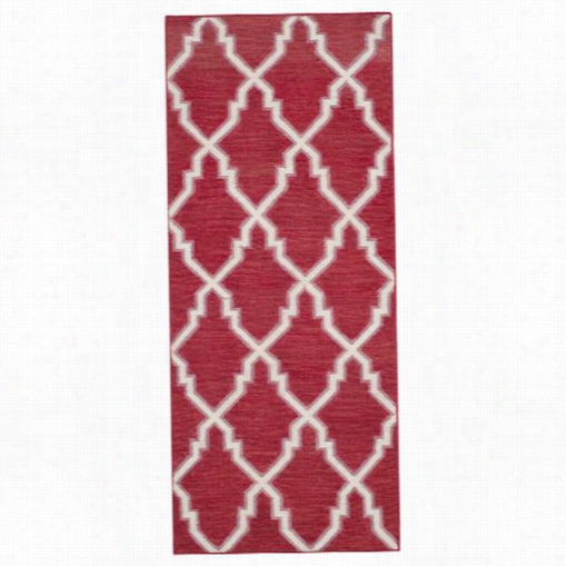 Safavieh Dhu564a Dhurries Wool Hand Woven Red/iivory Area Rug