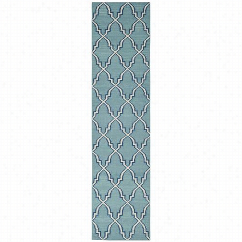 Saafvieh Dhu564b Dhurries Wool Flatweave Light Blue/ivory Area Rug