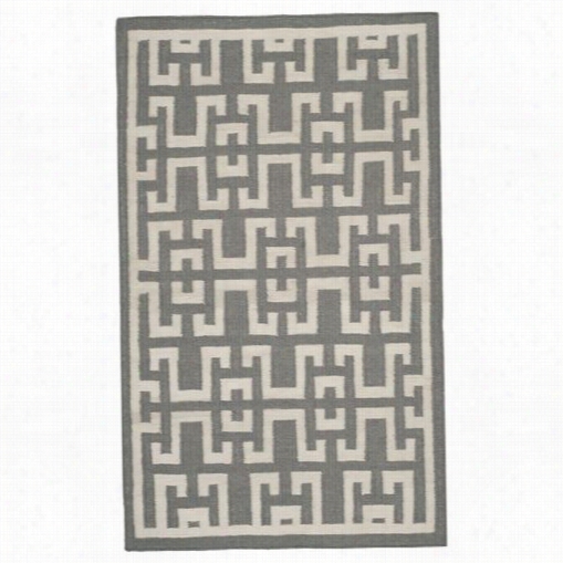 Safavieh Dh6u21b Dhurries Wool/ Banana Silk Hand Woven Soft Gey/ivory Area Rug