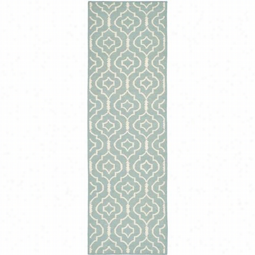 Safavieh Dhu637c Dhurries Wool Flatwevae Light Blue/ivory Area Rug Area Rug