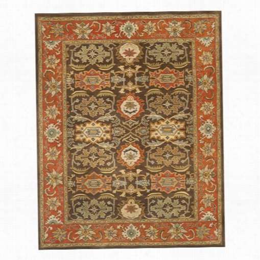 Safavieh Hg734b Heritage  Wooland Tuftted Chocolate/tangreine Rug