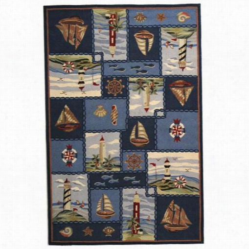 Safavieh Hk267a Chelsea Wool Hand Hooked Blue Rug