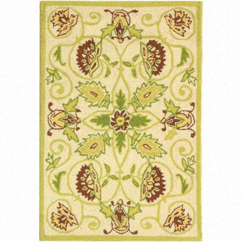 Safavieh Hk330b Chlesea Wool Hand Hookedivory/grden Rug