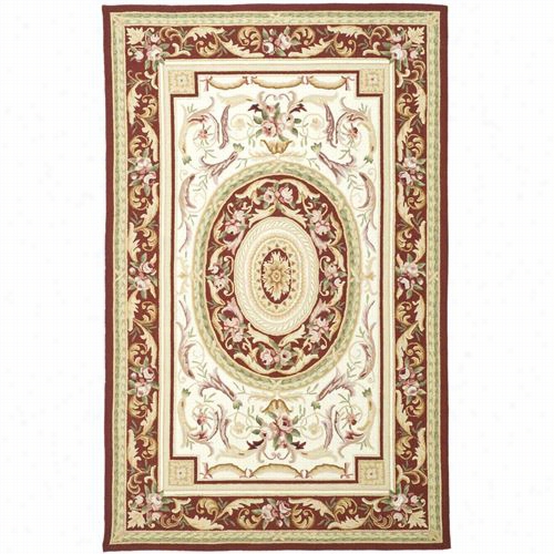 Safavieh Hk72a Chelsea Wool Hand Hooked  Ivory/burgundy Rug