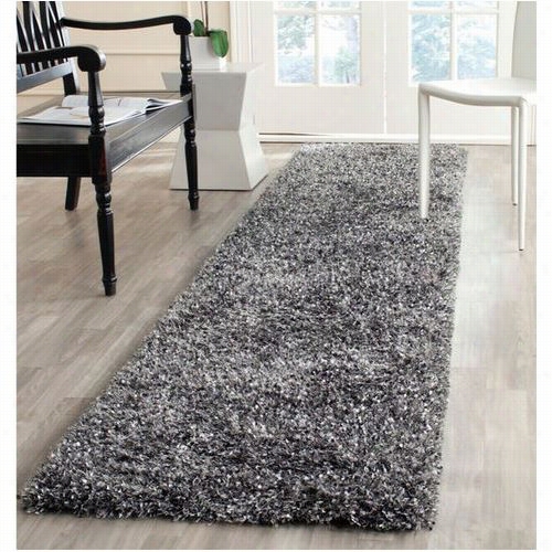 Safavieh Mls431c Malibu Shag Polyester Hand Knnotted Charcoal Rug