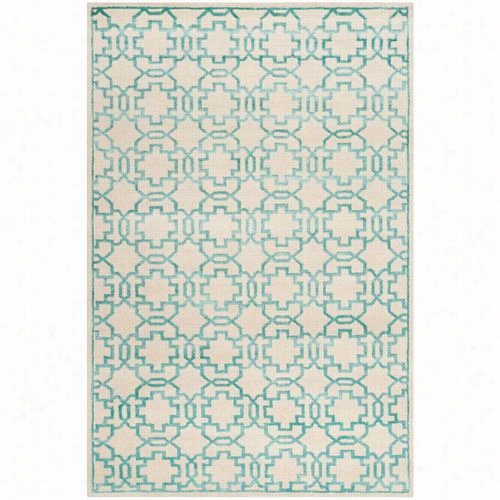 Safavjeh Mos152b Mosaic Wo Ol And Viscose Hand Kontted Cream/aqua Rug