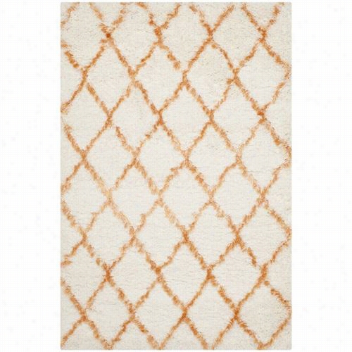 Safavieh Msg343f Moroccan Shag Power Loomed Iwory/tangerine Rug