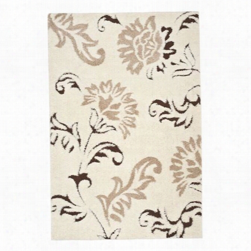 Safavieh Sg463-1128 Floridda Shag Polypropylene Pow Er Loomed Cream/dark Brown Rug