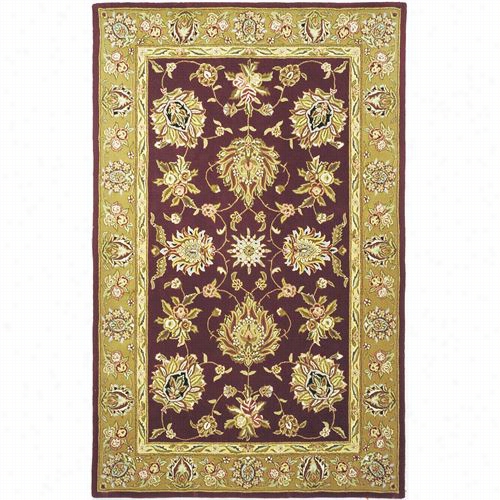 Safavieh Tdd606c Traditions Wool And Sklk Hand Tufted Red/gold Rug