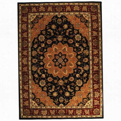 Safavieh Td610 Btraditions Wool And Silk Hand Tufted Black/burgundy Rug
