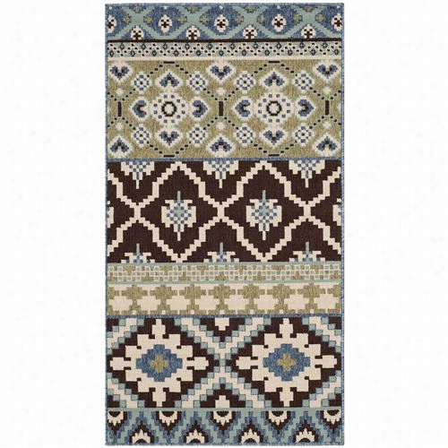 Saafavieh Ver097-0624 Veranda  Polyproplyene Power Loomed Chocolate/blue Rug