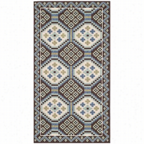 Safav Ieh Ver100-0652 Veranda Polypropylene Power Loomed Blue/chocolatw Rrug