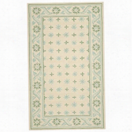 Safavieh Wil325a Wilton Wool Hand Hooked Beige/ilght Blue Rug