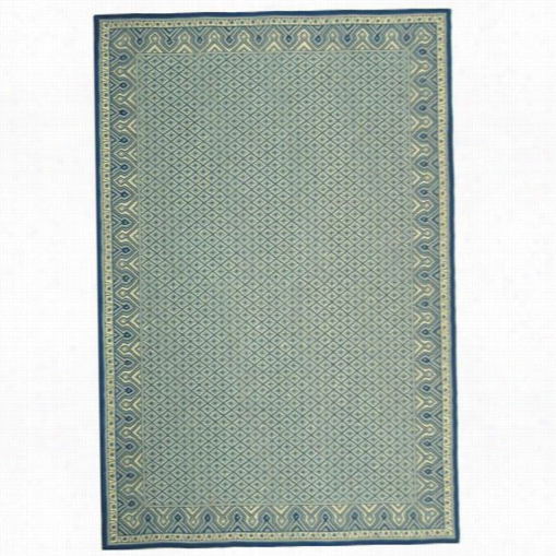 Safaiveh Wil329b Wilton Wool Hand Hooked Ivory/light Blue Rug