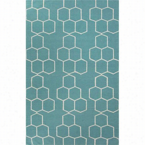 Jaipuur Rug1 Marroc Flat-weave Geometric Pattern Wool Blue/ivory Ceramic/white Area Rug