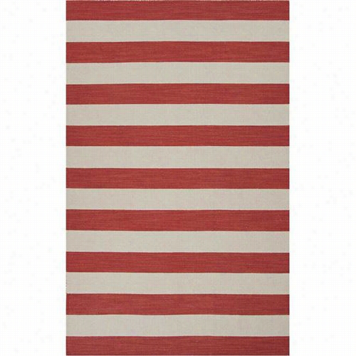 Jaipur Rug1 Pura Vida Flat-weave Stripe  Pattern Woo1 Erd/ivory Area Rug